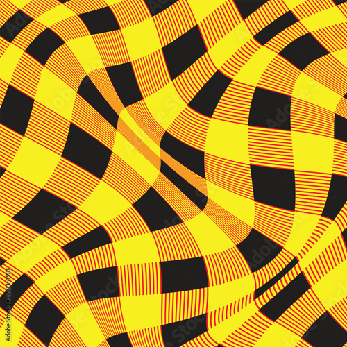 Wallpaper Mural black,red and yellow Lumberjack Plaid Seamless wave distortting Pattern vector. Torontodigital.ca