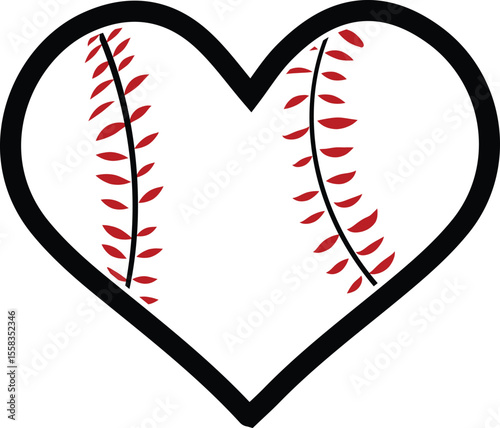 Baseball Heart Svg, Softball Heart Svg, Baseball Svg, Silhouette, Cricut Cut File, Digital Download,Eps, Dxf, Png