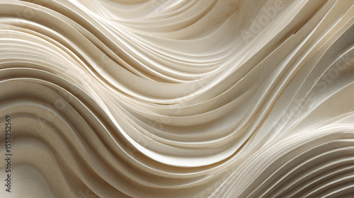 Abstract Waves Pattern Texture with Light and Shadow Beige Background