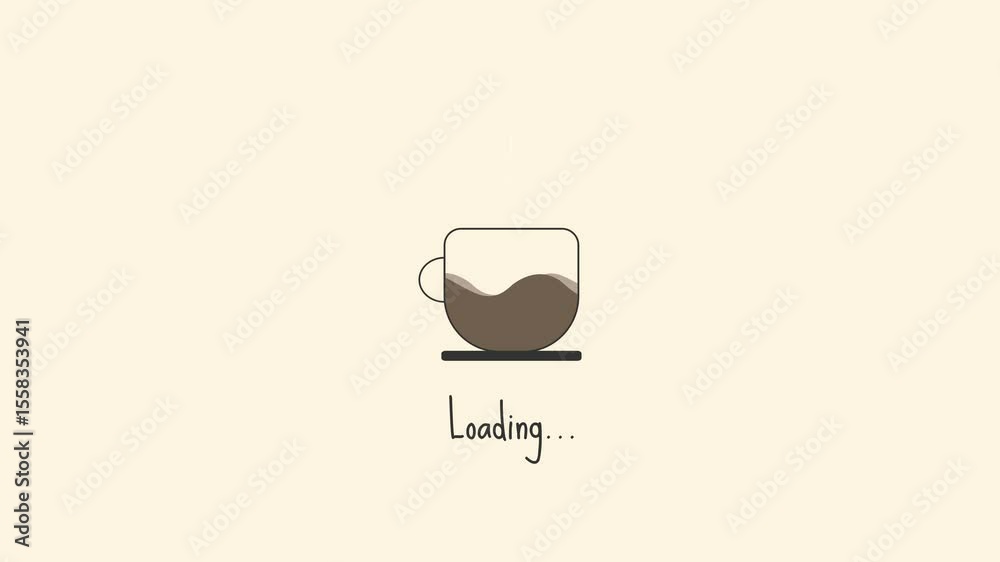 cup of coffee loading progress. Load symbol. Cute aesthetic loading bar ...