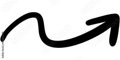 一本線の手書き矢印のイラスト4（黒）