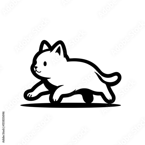 playful cute cat logo cartoon design. fun jumping cat Cartoon Vector Icon Illustration
