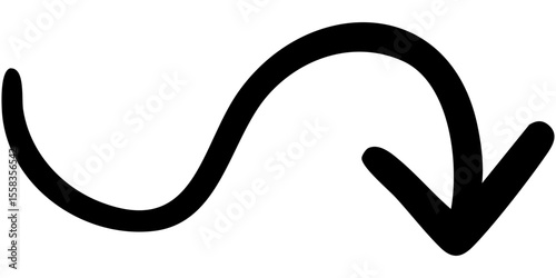 一本線の手書き矢印のイラスト6（黒）
