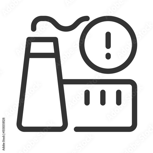 Factory danger warning line ui icon. Attracting attention to carbon emission problem. Industry problems. Isolated vector outline symbol. Webdesign user interface element linear, pixel perfect