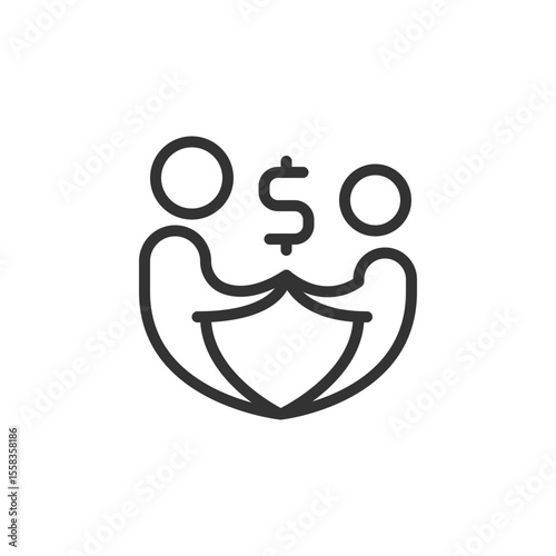 Financial family support pixel perfect linear icon. Economic stability, sustainability. Money budget, fund. Thin line illustration. Contour symbol. Vector outline drawing. Editable stroke