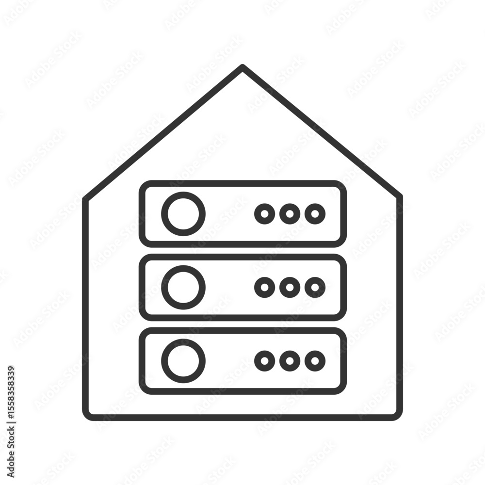 Fototapeta premium Digital data center line icon. Powerful servers operating on storage. Information processing systems. Computing. Isolated vector illustration. Outline symbol. Simple linear drawing. Editable stroke