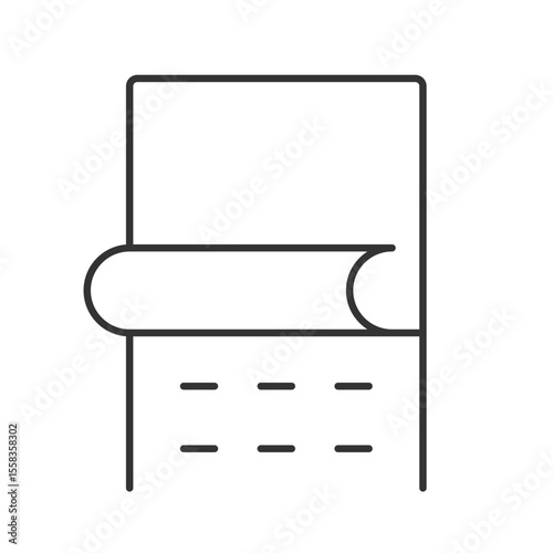 Wallpaper applying process line icon. Unrolling paper sheet to decorate wall. Redesigning interior materials. Isolated vector illustration. Outline symbol. Simple linear drawing. Editable stroke