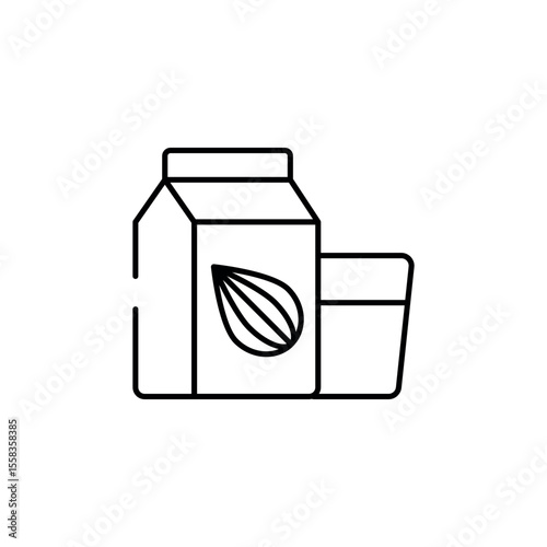 Almond Milk icon design with white background stock illustration