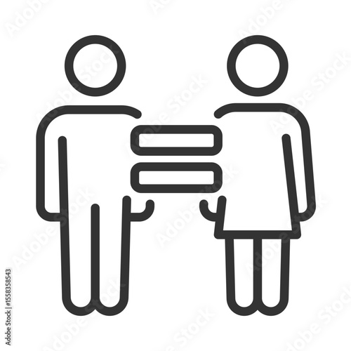 Right to equality pixel perfect line icon. Equal opportunities and freedoms genders. Law regulation authority. Isolated vector illustration. Outline symbol. Simple linear drawing. Editable stroke