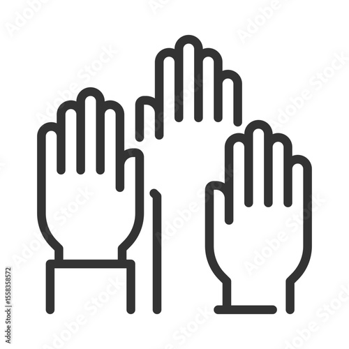 Right to participate in government and in free elections pixel perfect line icon. Voters raised hands group. Isolated vector illustration. Outline symbol. Simple linear drawing. Editable stroke