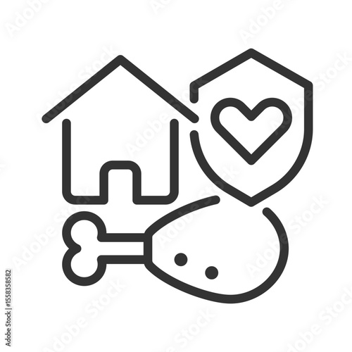 Right to adequate living standard pixel perfect line icon. Food and shelter for all. Basic human rights guarantee. Isolated vector illustration. Outline symbol. Simple linear drawing. Editable stroke