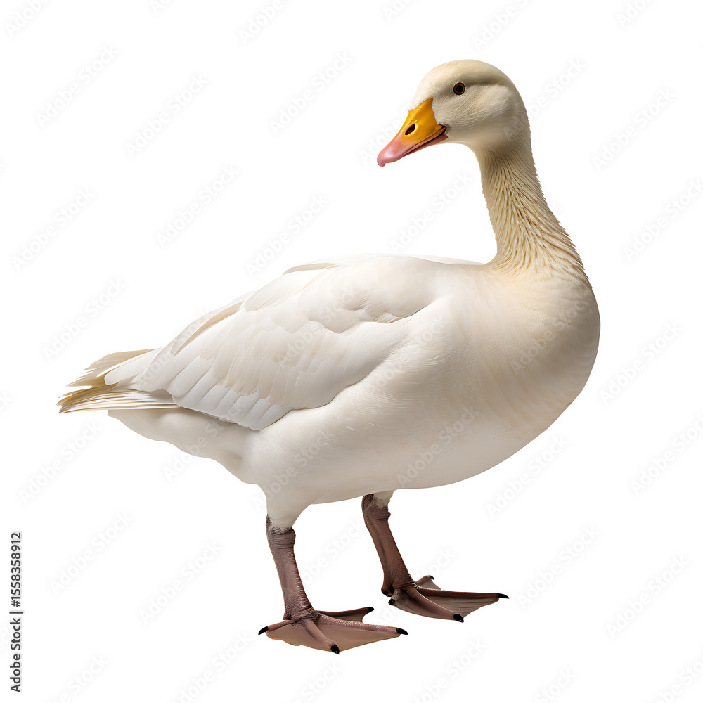 White goose standing isolated on transparent background White goose standing isolated on transparent background