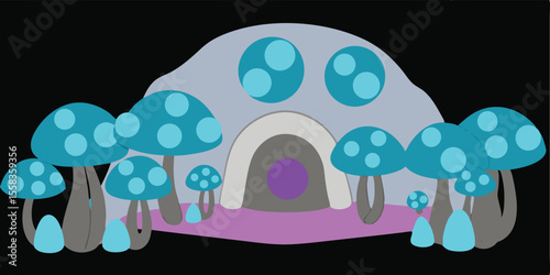Glowing Mushrooms Surround a Mystical Dwelling