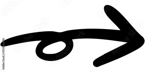 一本線の手書き矢印のイラスト12（黒）