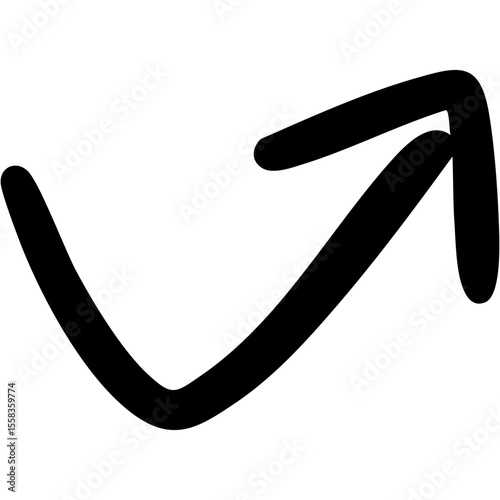 一本線の手書き矢印のイラスト14（黒）