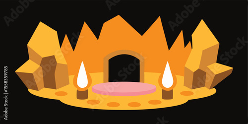 Cozy home fireplace vector illustration with a burning fire, a perfect symbol for a festive holiday night design