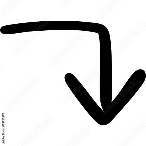一本線の手書き矢印のイラスト15（黒）