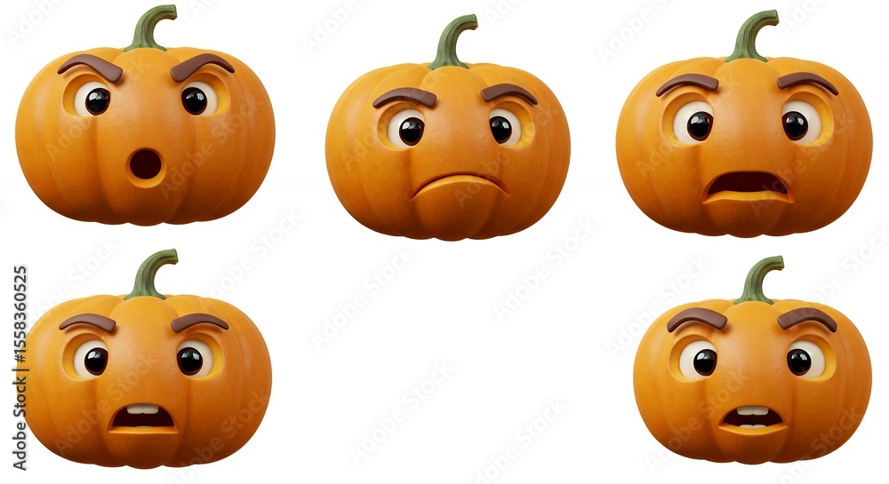 Fototapeta premium Pumpkin faces various expressions