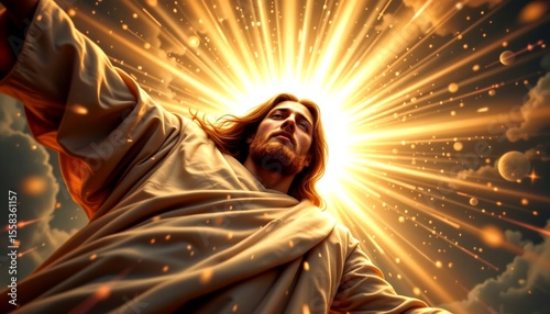 an artistic representation of a figure that resembles jesus christ