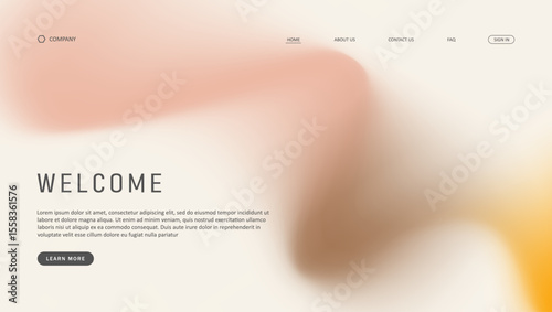 Abstract wave futuristic design of landing page. retro gradient mesh website design