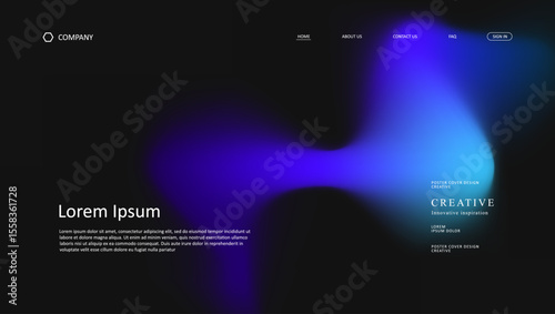 Abstract wave futuristic design of landing page. retro gradient mesh website design