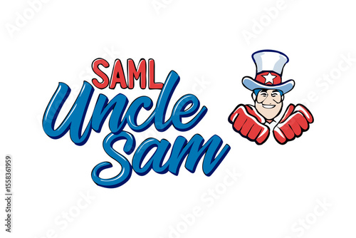 Saml uncle sam character and text logo design