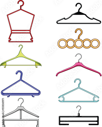 hanger plastic set cartoon vector illustration