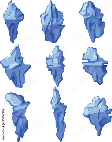 iceberg set cartoon vector illustration