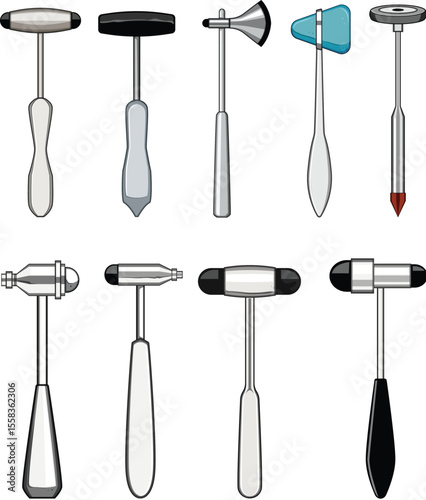 reflex hammer set cartoon vector illustration