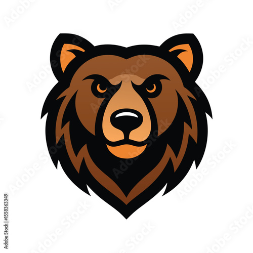 Brown bear head mascot logo graphic grizzly bear animal