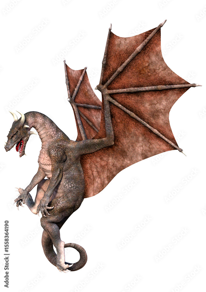 3D Rendering Fairy Tale Dragon on White 3D Rendering Fairy Tale Dragon on White