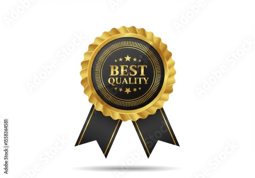 Best quality golden badge isolated on white background