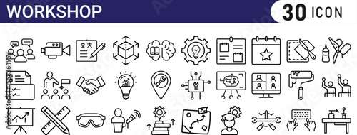 workshop line icon set.