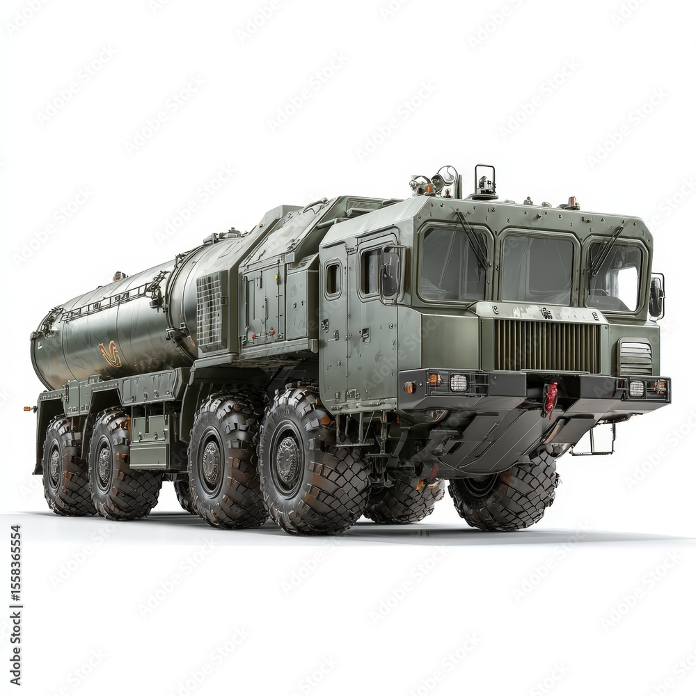 Obraz premium Military Tanker Truck Fuel Transportation Vehicle Heavy Duty Cargo Hauler