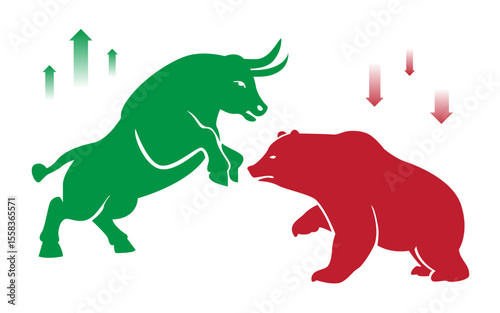 Bull and Bear Market Stock Trading Illustration