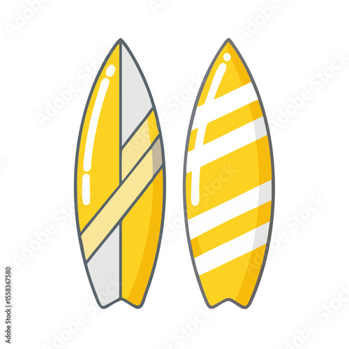 Colored vector icon of surfboards, symbolizing summer, beach activities, and water sports. Isolated on a transparent background