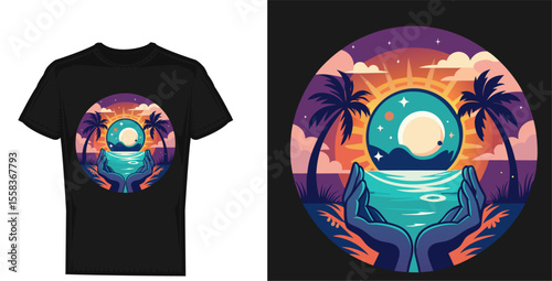 Summer vacation holiday surfing adventure vector typography illustration for black and white t-shirt graphic for man and woman