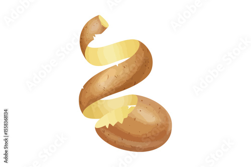 Spiral Peeling Potato Illustration