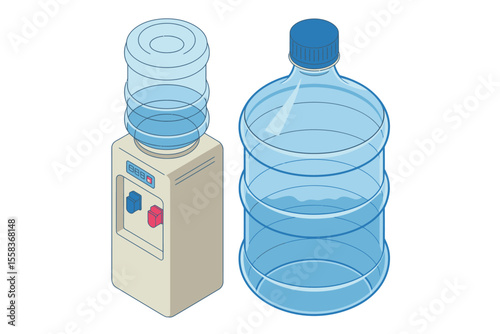Water Cooler and Large Water Jug Illustration