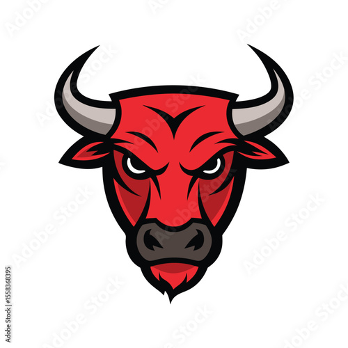 Red bull head mascot logo graphic vector