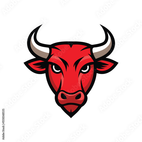 Red bull head mascot logo vector