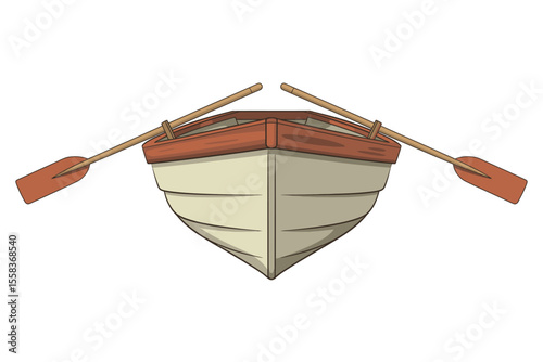 Rowboat with Oars on White Background