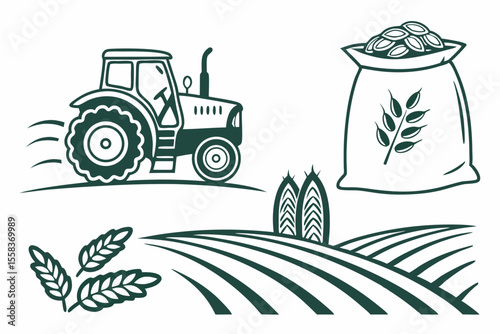 a-set-of-16-farming-icons---tractor--field--seed-