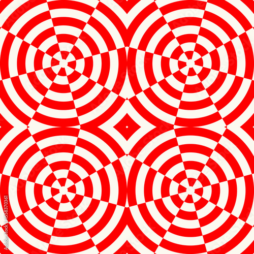 Crossing circles, rhombuses, curves ornament. Linear seamless pattern. Abstract background. Mosaic vector. Geometric illustration. Embroidery backdrop. Ethnic image. Tiles motif