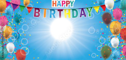 Birthday Confetti Balloons SunbeamBlue Sky Header