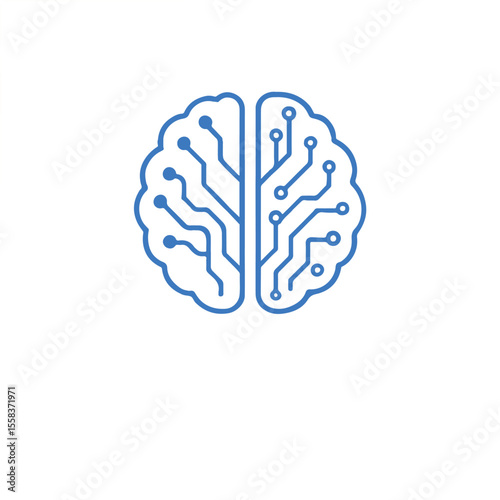 Neural Circuitry Logo with Symmetrical Brain-Tech Fusion