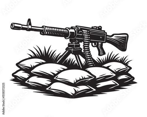 Machine Gun with Sandbags