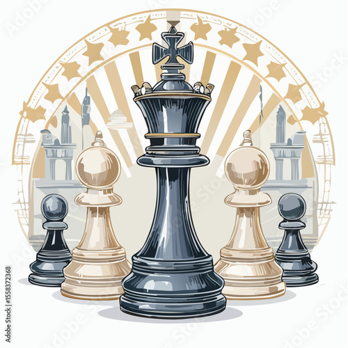 chess board with chess pieces