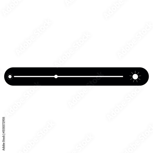 Brightness slider level control icon adjusting light intensity, digital design interface with a linear slider and light bulb symbols, icon
