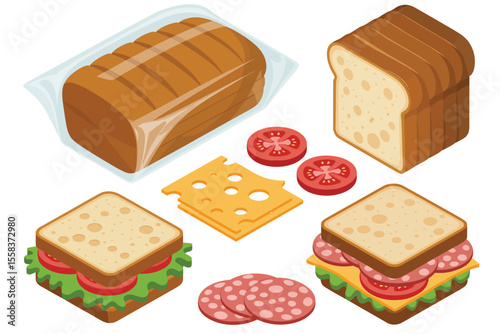 Assorted Sandwiches with Bread Cheese and Toppings